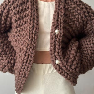 Chunky Hand Knit Cardigan Women, Merino Wool Cardigan Sweater