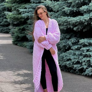 Handmade Chunky Knit Cardigan: Vegan Fluffy Sweater, Boho Knitwear