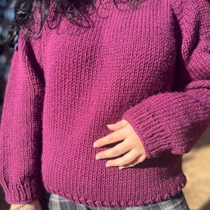 Knitting Chunky Women’s Sweater – Handmade Pullover in 18 Colors, Pastel & Dark Options, Cozy Winter Knitwear